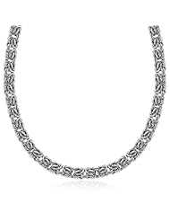 Sterling Silver Byzantine Chain Necklace with Rhodium Plating