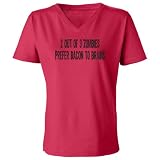 Zombie Underground - 2 Out of 3 Zombies Prefer Bacon To Brains - Adult Women's Cut V-Neck Short Sleeve T-Shirt