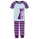 CI Girls' Kitty Cotton PJ Set Purple