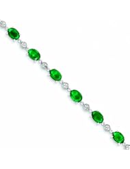 Genuine 14K White Gold White Gold Diamond And Emerald Bracelet 6 Grams Of Gold 100% Satisfaction Guaranteed.