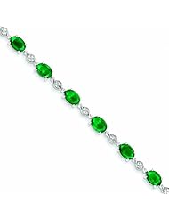 8.7 Carat 14K White Gold Diamond and Emerald Bracelet