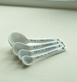 Set of 4 White Ceramic Measuring Spoons Kitchen & Housewares