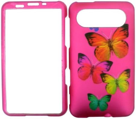 HTC HD7 PINK BUTTERFLY HARD PROTECTOR COVER CASE/SNAP ON PERFECT FIT
