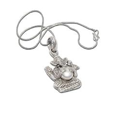 Ganesha Pendant with Chain Sterling Silver Jewelry 1.5 inches (spndt021)
