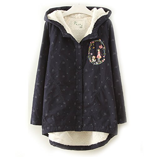 森ガール　プリント　可愛い　花柄刺繍　ジャケット　帽子付き　パーカー　トップス レディース 秋冬　コート