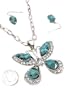 Beautiful LARGE & Chunky Turquoise Butterfly and Crystal Charm Necklace and Turquoise Earrings Set ~ GIFT BOXED (DNE1804)