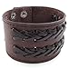 KONOV Mens Leather Bracelet, Wide Cuff Bangle, Fit 7-8.5 inch, Brown