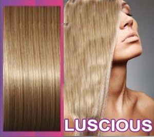 14 inch Brown Blonde (12/613). Full Head. Clip in Synthetic Hair Extensions. by Luscious Hair Extensions