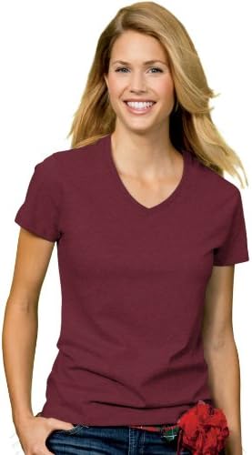 Hanes Women`s Relaxed Fit ComfortSoftÂ® V-neck T-Shirt, M-Maroon