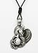 Necklace, pewter with white howlite (manmade), 7.5mm round cabochon and black leather cord, 44x25mm dragon, adjustable, 18-36 inches.