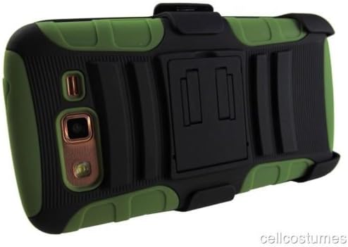 Black & Army Green Heavy Duty Rugged Armor Hybrid Case Cover w/ Belt Clip Holster for Samsung Galaxy Grand 2 G7102/G7105 [In CellCostumes Retail Packaging]