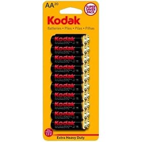 Kodak KehdAA20 Extra Heavy-Duty AA Batteries, 20 Pack