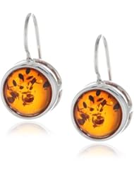 Sterling Silver Honey Amber Barrel Earrings