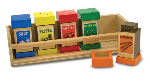 Melissa & Doug Deluxe Wooden Spice Rack Set