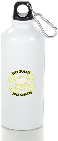 Shehe No Pain No Gain Gym Skull Custom Leakproof Aluminum Tumbler Size 600ml White