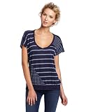 Splendid Women's V-Neck Stripe Mix Top, Denim, Large