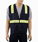 Safety Depot Customizable Two Tone Reflective Surveyor Safety Vest with Zipper and Pockets Hi-Vis Cu