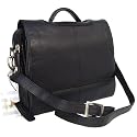 Visconti Soft Black Leather Messenger Bag / Briefcase for the Office - 659