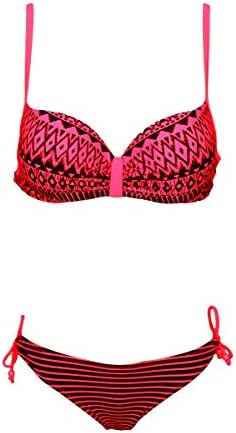 Ikini® Women's Push Up Boho Aztec Pattern Stripes Bikini Set Swimsuit US Size:4 (S) Red