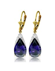 14k Solid Gold Leverback Earrings with Genuine Sapphires