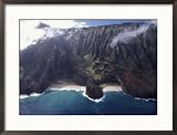 Na Pali Coast Seen by Helicopter, Kauai, HI Places Framed Art Poster Print by Elfi Kluck, 29x22