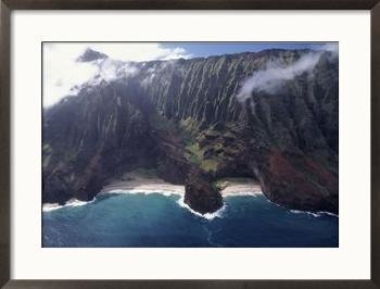 Na Pali Coast Seen by Helicopter, Kauai, HI Garbage Can Framed Art Poster Print by Elfi Kluck, 29x21