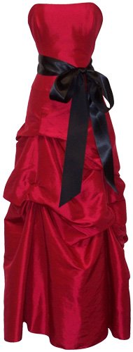 Strapless Taffeta Bridesmaid Prom Long Dress, M, Red