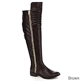 YOKI CLYDEE Women's Simple But Generous Over The Knee High Riding Boots, Color:BROWN, Size:7.5