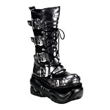 4 Inch Platform MENS SIZING Black & Grey Goth Boots Gothic Boots Buckles Lace Up