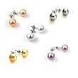 5 Sets AugustinaJewelry Freshwater Cultured Pearl Earrings 8-9mm Multi-Color Pearls with Silver Mount