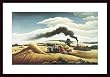 Art Poster Wood Framed Print - Threshing Wheat - Artist: Thomas Hart Benton- Poster Size: 30 X 18