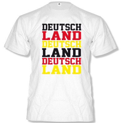 DEUTSCHLAND MOTIV 10 Herren T-Shirt Weiss / Schwarz-Rot-Gelb Gr. XL