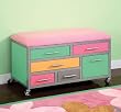 Bauble Girls Storage Bench with Colored Panels By Powell Furniture