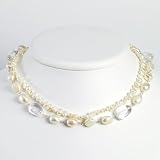 Sterling Silver White Pearl/Rock Quartz Necklace - 16 Inch