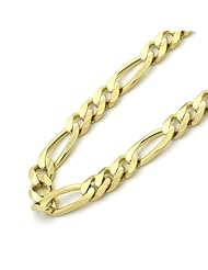 14K Gold 5.5mm Italian Concaved Figaro Chain Necklaces ( Available Length 16", 18", 20", 22", 24")