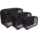 SHANY 3 Piece Assorted Size Cosmetics See Through Make Up Bag/Organizer, Black Mesh