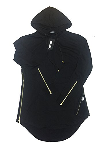 OLRIK Young Men's clothes Hipster Hip Hop ELong Pullover Fashion Hoodie Black M