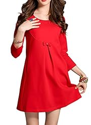Fitted  Lace Above the Knee Round Neck Flared-Skirt Elbow Length Sleeves Polyester  Dress With a Bow(s)