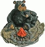 Camping Willie Black Bear With Cub Sitting And Keeping Warm By The Campfire Collectable Figure 4