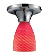 Celina 1-Light Semi-Flush In Polished Chrome And Scarlet Red Glass