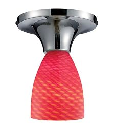 Celina 1-Light Semi-Flush In Polished Chrome And Scarlet Red Glass