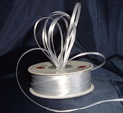 Ribbon - Satin Ribbon- 1/8" Double Face 100 Yards (300 FT) - Silver - Sewing - Craft - Wedding Favors