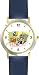 Skeleton Watching Television (TV) - WATCHBUDDY® DELUXE TWO-TONE THEME WATCH - Arabic Numbers - Blue Leather Strap-Size-Children's Size-Small ( Boy's Size & Girl's Size )