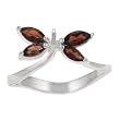 Sterling Silver Garnet Dragonfly Wavy Band Ring