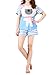 VENTELAN Women's Cute Bear Print Pajama Sets Round Neck Stripes Short Sleepwear