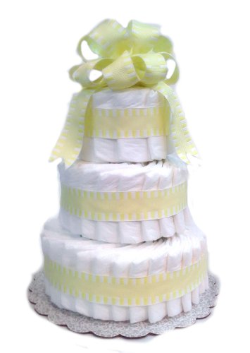 Classic Pastel Baby Shower Diaper Cake (3 Tier, Yellow)
