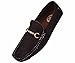 Amali Mens Black Plush Microfiber Loafer Driving Shoe with Gold Chain Ornament: Style Ecker-000