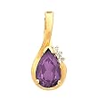 14K Yellow Gold Amethyst and Diamond Pendant