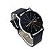 SMTSMT Men's Quartz Dial Clock Leather Wrist Watch-Black