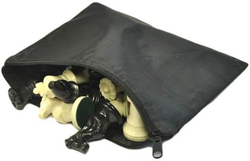 Marion's Triple Weighted Value Chess Pieces - 3 3/4 Inch King - Black &amp; Cream - Nylon Storage Bag